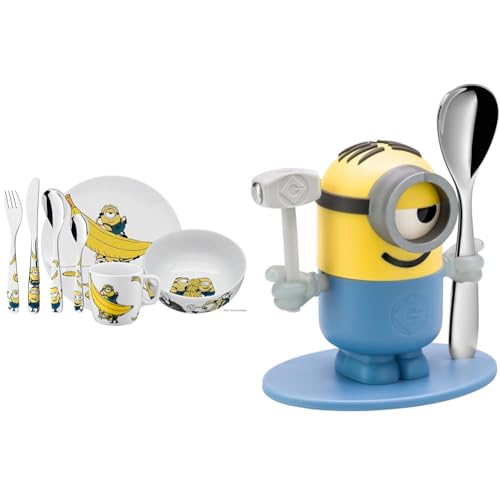 WMF Minions Kinder Geschirrset 7-teilig, Kindergeschirr mit Kinderbesteck Edelstahl & Minions Eierbecher mit Löffel, Kunststoff, ab 3 Jahren WMF Minions Kinder Geschirrset 7-teilig, Kindergeschirr mit Kinderbesteck Edelstahl & Minions Eierbecher mit Löffel, Kunststoff, ab 3 Jahren