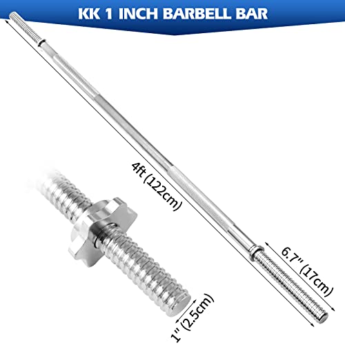 KK Chrome Barbell Bar 1 inch Weights Lifting Bar With Spin Lock Strength Training For Women And Men Home Gym Exercise Workout. - Image 2
