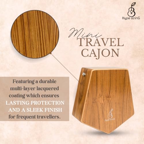 Image of Hype String Mini Travel (Double-Sided) Cajon || Made of Solid Teak Wood With Cover Bag and Strap