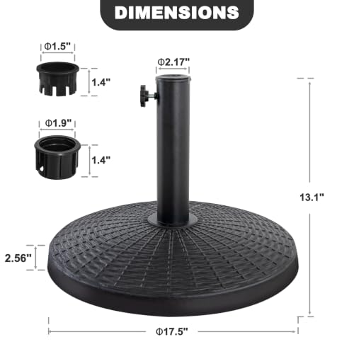 Image of NUU GARDEN Round Patio Umbrella Base, Weighted Umbrella Base with Hand-turn Knob, for Garden, Backyard, Poolside