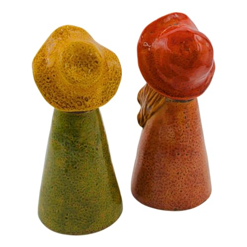 Dekohelden24 Keramik Zaunstecker Mann und Frau als 2er Set, Maße je Figur L/B/H ca. 9 x 9 x 20 cm.