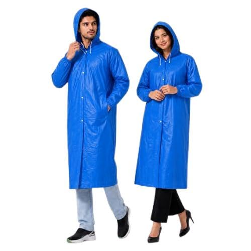 Full Sleeve Waterproof Polyester Solid Long Raincoat with Adjustable Hood for Men & Women-image-31