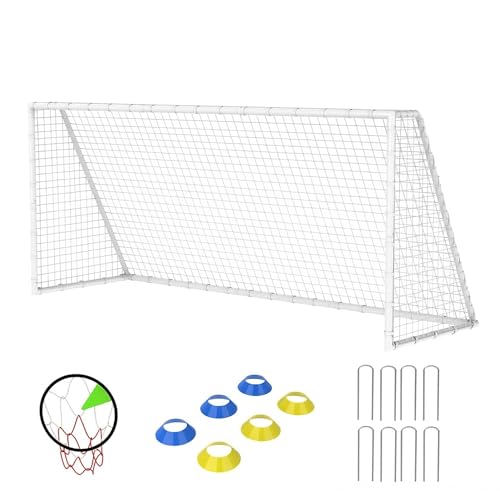 16x7 Portable Soccer Goal Heavy Duty Steel Frame for Backyard | Official 9v9 Youth Football Goals with High-Impact Net | Soccer Training Equipment for Kids Teens & Family (7X16FT)