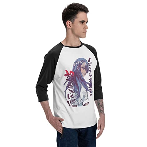 Anime Don't Toy With Me, Miss Nagatoro T-Shirt Boys Casual Basic 3/4 Raglan Sleeve Active Outdoor Hiking Baseball Tee Shirt Black #TOP2