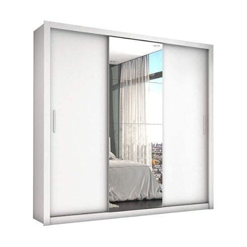Guarda Roupa Casal 4 Espelhos 3 Portas de Correr 4 Gavetas Max Plus Espresso Móveis Branco