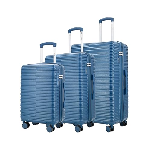 Image of IZOD Romeo 3 Piece Hardside Expandable Luggage Set with Spinner Wheels | Designer Style Hard Shell Travel Suitcase Set (20 inch Carry-On / 24 inch & 28 inch Checked) - Bliss Blue