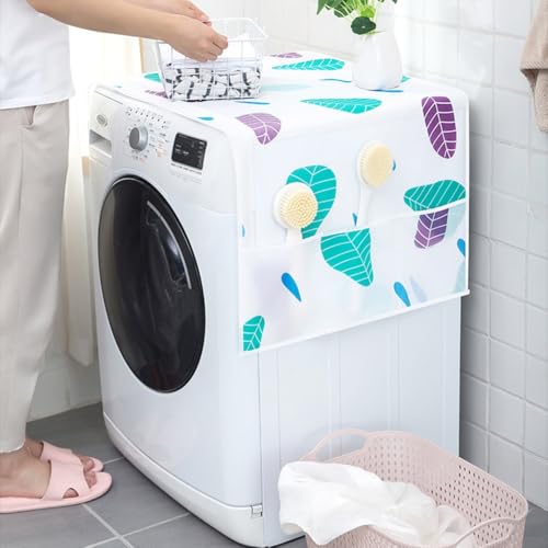 Gdfnmogo PEVA - Funda para refrigerador para electrodomésticos con protección contra el polvo, bolsa de almacenamiento de 130 x 54 cm con bolsillos laterales, reutilizable, impermeable, cubierta de