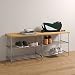 PHOS Design, SB1200-2-Eiche, 120 cm Schuhbank mit massiver Eichenholz-Sitzfläche und 2 Edelstahl-Schuhregal-Ebenen