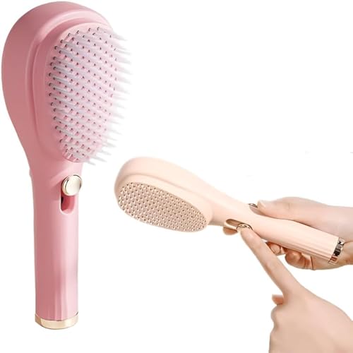 Image of Self Cleaning Hair Brush for Women & Kids - Detangler Hair Brush Comb for Wet or Dry Hair - Anti-Static Hairbrush Women Love - Gentle Scalp Massage Comb Brush for All Hair Types.
