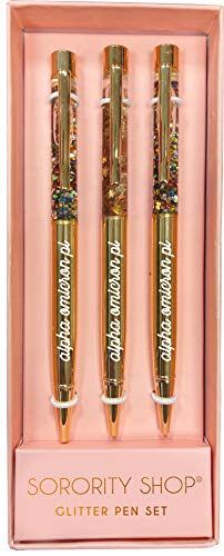 Set de bolígrafos con glitter Alpha Omicron Pi