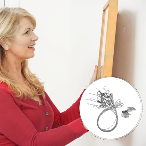 Kit para colgar cuadros de acero inoxidable con 10 ganchos ajustables plata 5