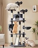 Yaheetech 79in Multi-Level Cat Trees Indoor Cat Tower with Sisal-Covered Scratching Posts, Plush Perches and Condo for Kittens, Cats and Pets - Dark Gray and White