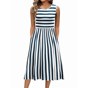 Zeagoo Women’s Summer Dress – Casual Sleeveless A-Line Midi Swing Dress with Pockets – S-XXL