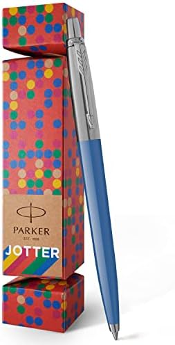 Parker Jotter Originals Christmas Cracker | Refillable Ballpoint Pen Christmas Gift | Blue Denim Finish | 100 percent Recyclable & Plastic-Free Packaging | Medium Point | Blue Ink