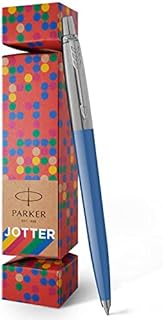 Parker Jotter Originals Christmas Cracker | Refillable Ballpoint Pen Christmas Gift | Blue Denim Finish | 100 percent Recyclable & Plastic-Free Packaging | Medium Point | Blue Ink