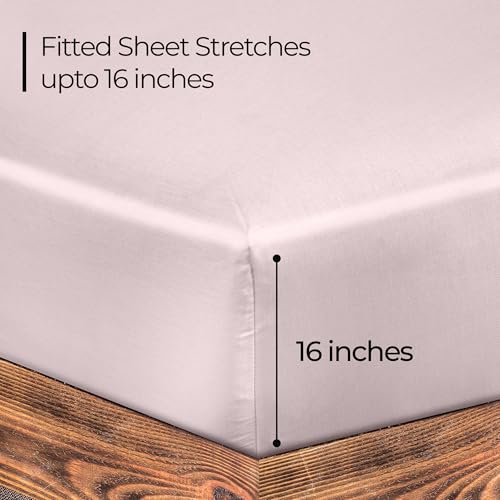 Image of ROYALE LINENS 300 Thread Count 100% Long Staple Combed Cotton Fitted Sheet Twin XL - Super Soft Deep Pocket Bottom Sheet - Fitted Sheets Only - Elastic Sheets (Twin XL, Lavender)
