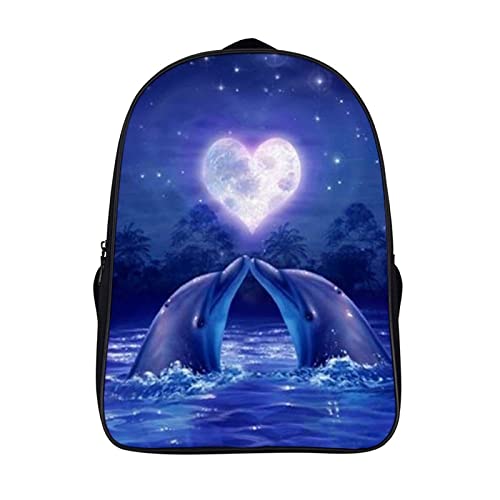 Mochila genial de hombro con diseño de delfines y espalda acolchada