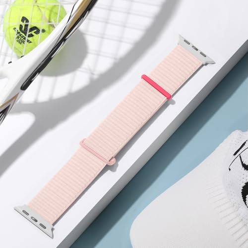 Getino Sport Band Compatible with Apple Watch Bands for Women Men 40mm 41mm 38mm 42mm 46mm 44mm 45mm 49mm, Braided Stretchy Nylon Strap for iWatch Series 11 10 9 8 7 6 5 4 3 SE Ultra 2 1, Light Pink by Getino - Image 9