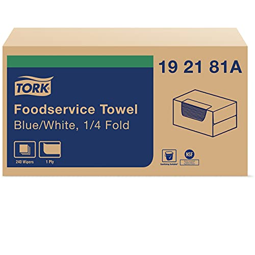 Tork Foodservice Cleaning Towel Blue/White Self Dispensing, 1/4 Folded, 1 x 240 Cloths, 192181A #1