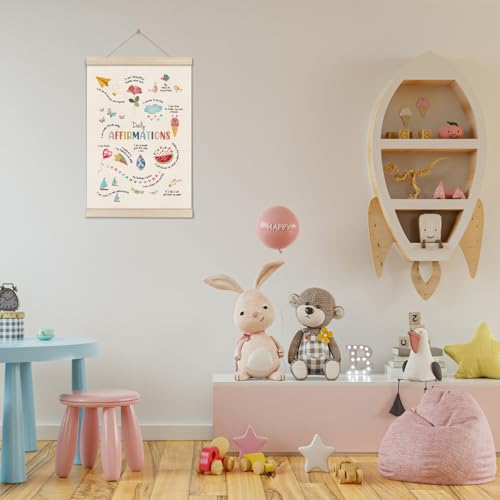 Image of DOI-LANEE Daily Affirmations Wall Decor for Women Kids,Positive Inspirational Motivational Mental Health Posters Hanger Frame,Wall Art for Therapist Calming Office Nursery Playroom Bedroom,12x16 Inch