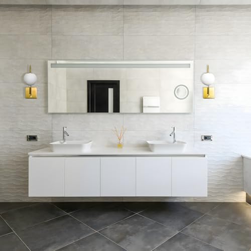 Image of Plug in Wall Sconces Set of 2 Dimmable Glass Globe Wall Lights with Switch Brass Gold Wall Sconce with Hardwired or Corded E12 Bulb Compatible 3000K Warm White for Bedroom Living Room