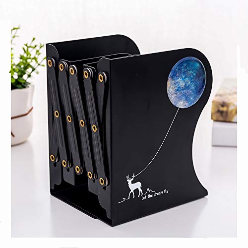 Serre-livres télescopique réglable en métal motif cerf pour rangement de bureau