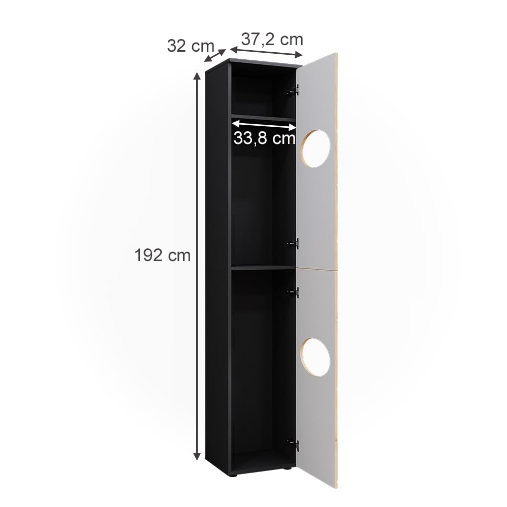 Vicco Armoire à Linge Irma, Anthracite/Chêne doré, 37.2x192cm