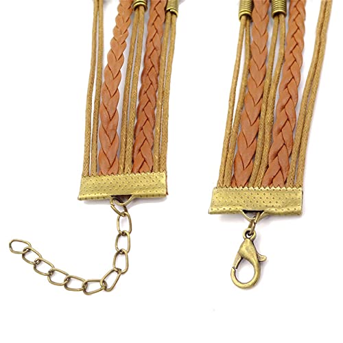 Sunflower Bracelet, Sunflower Charm Jewelry, Flower Jewelry,Friendship Bracelet Handmade Leather Wrap Bracelets (A7, 2CM)2