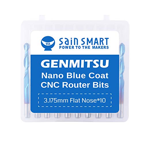 Sainsmart 2-FLUTE FLAT NOSE Genmitsu 10Pcs Nano Blue Coat Flat Nose End Mill Cnc Router Bits thumb #6