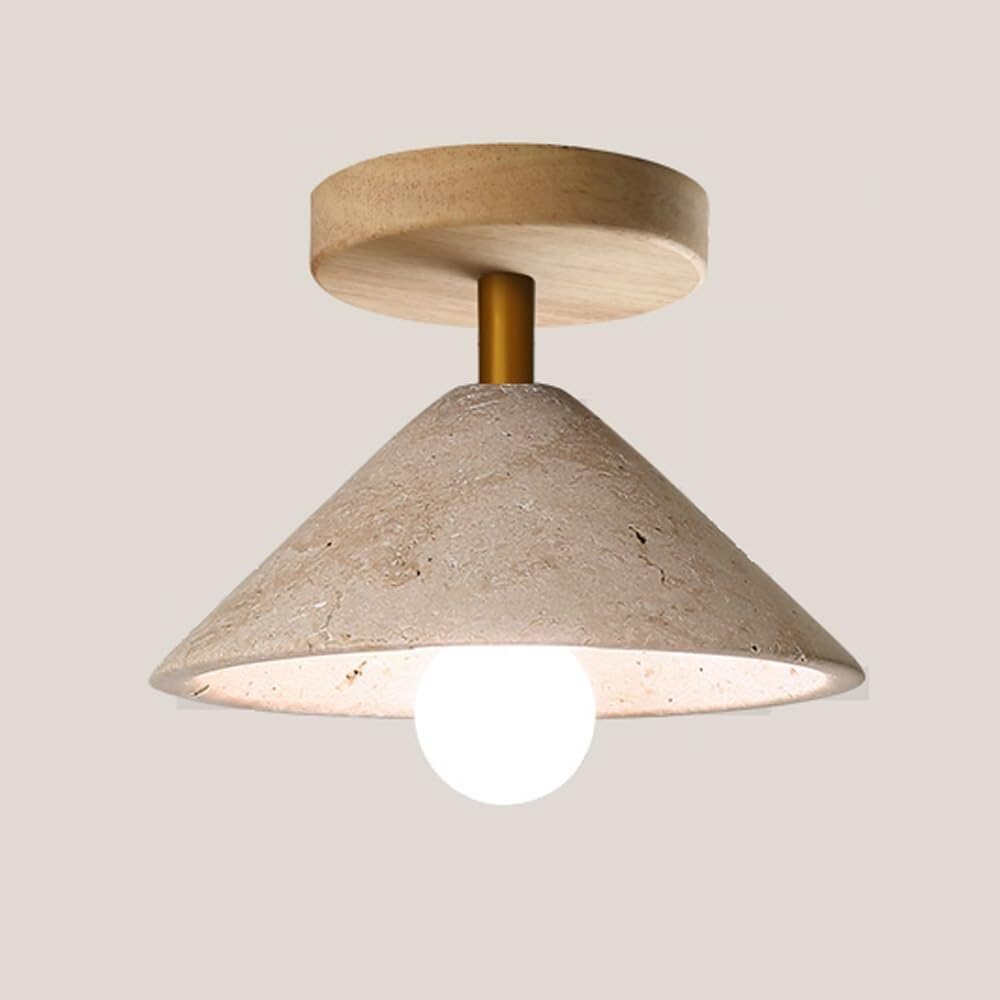 Mid Century Yellow Travertine Ceiling Light Industrial Marble Ceiling Lamp