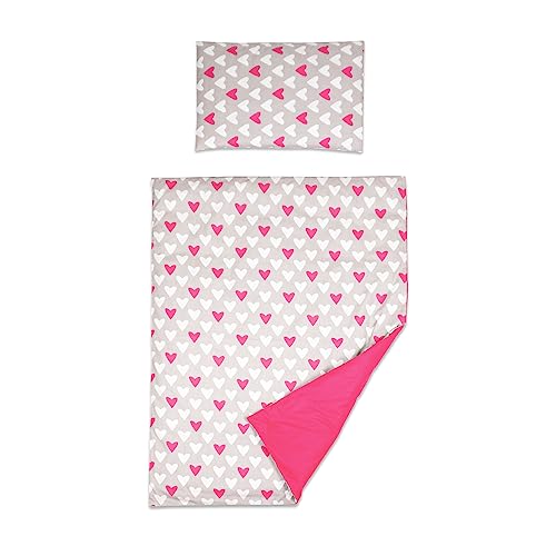 Baby Comfort 2 Piece Duvet Cover & Pillowcase Bedding Set 150x120 cm for Toddler Junior Cot Bed 12M+ (Pink Hearts)