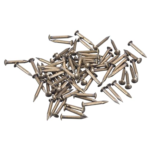 sourcing map 70Pcs Small Tiny Nails 1.5x12mm(DXL) Tiny Brass Nails Hardware Round Head Brass Nail for Wooden DIY Projects Decorative Boxes Household, Bronze Tone