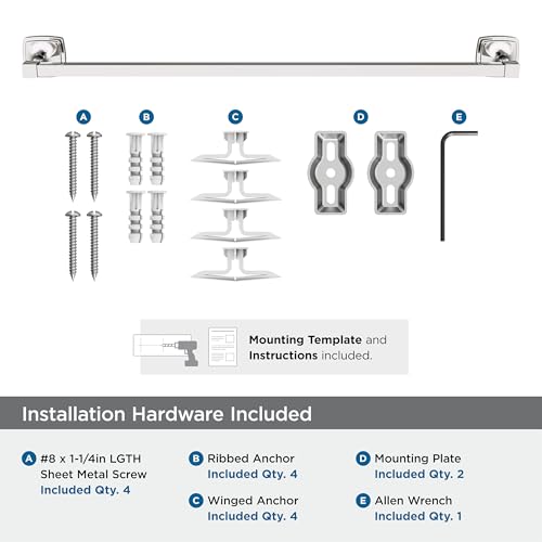 Amerock Stature Polished Nickel 24 inch (610mm) Towel Bar, BH36094PN by Amerock - Image 3