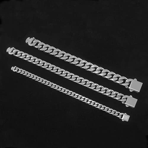 Guqila Cuban Link Bracelet For Men, 8Mm/10Mm/12Mm Stainless Steel Cuban Link Chain Bracelets 18K Gold Plated Cuban Bracelets Silver Hip Hop Jewelry Gift For Men Women, 7.5/8.5 Inches #TOP4
