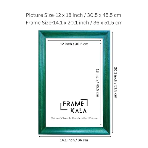 Image of Handcrafted Blue Color Vintage Wooden Photo Frame for Artworks, Pictures, Photos, Wall Frame, Home, and Office Decor - 12x18-inch Display, (Blue Wave, 12 x 18 inch Photo Size)