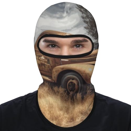 Old Truck Car Balaclava Full Face Mask Outdoor UPF 50+ UV Sun Protection Face Cover Breathable Sports Ski Mask Cycling Headcover Cap Windproof Warmth Neck Gaiter for Men/Women