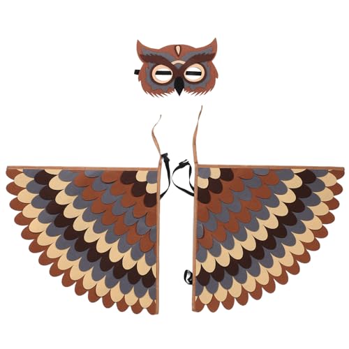 WHAMVOX Disfraz de Búho Alas de Fieltro Transpirable y Máscara Traje de Pájaro para Juegos de Rol y Fiestas Infantiles Disfraz Animal para Halloween y Disfraces Niñas