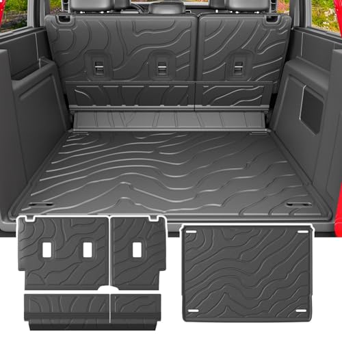 PTYYDS Cargo Mat Compatible with 2021-2026 Ford Bronco 4 Door Cargo Liner TPE Trunk Mat Backrest Trunk Liner Replacement for 2021-2026 Ford Bronco Accessories