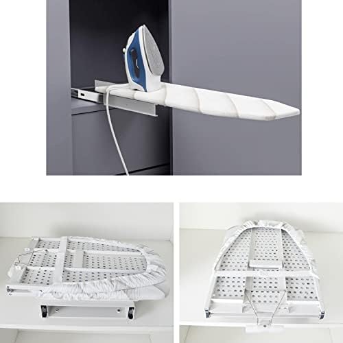 tonchean Retractable Drawer Mounted Ironing Board Pull Out Ironing Board With Heat Resistant Cover Slide-Out Ironing Station 180° Rotating Fold Away Cabinet Built Ironing Board Space Saving,950x300mm