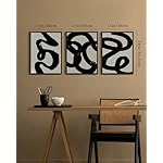 PHOPAGO Black Abstract Wall Art Ink Wash Minimalist Lines Framed Canvas Painting Artwork 11x14in Black Framed - Image 5