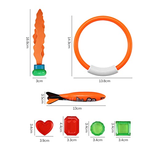 22 peças de brinquedos de piscina de mergulho para crianças de 3 a 12 anos conjunto jumbo com saco d