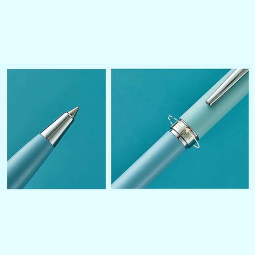 Metallstifte Drehbarer Kugelschreiber Stifte Taschenformat Mit PU Beutel 3 Ersatz Stiftminen Für Business Kugelschreiber Sets Macaron Blau Mit PU Stiftbeutel 3 Extras Austauschbare Minen