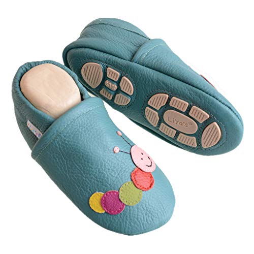 Chaussons en cuir Liya's #606 artisanaux avec semelle en caoutchouc robuste