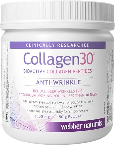 Webber Naturals Collagen30 Anti-Wrinkle Powder, 2,500mg of Bioactive Collagen Peptides Per Serving, 150 Grams, Helps Reduce Deep Wrinkles, Fine Lines & Stimulates Skin Cells