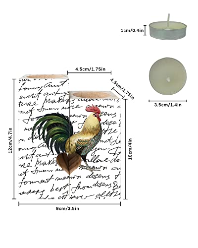 Farmhouse Rooster Candle Holder Set With 2 Tealights, Candle Stick Holder Decor Personlized Gifts For Birthday Anniversary Wedding Holidays Farm Animals Handwritten Words #TOP2