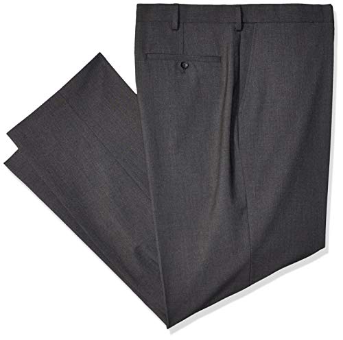 J.M. Haggar Men's Big and Tall B&T 4-Way Stretch Solid Gab Slim Fit Suit Separate Pant, Charcoal Heather, 46Wx30L