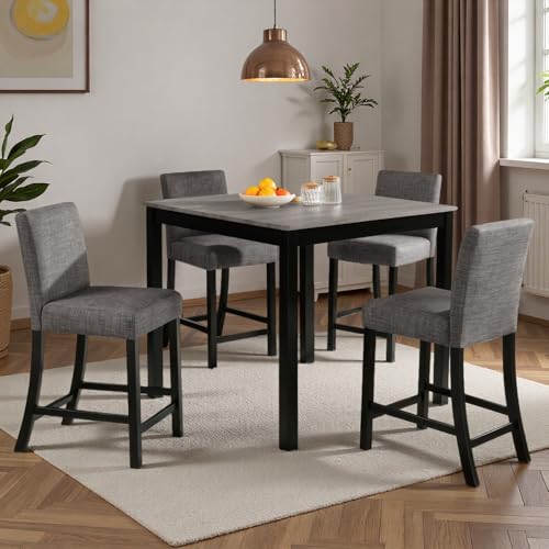 Trygoal 5-Piece Dining Table Set for 4, Living Room Furniture Set, Black