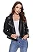 Fahsyee Damen Lederjacke, Kunstlederjacken mit Reißverschluss, kurze PU-Motorradjacke, schmale Bikerjacke, enganliegende Slim-Fit, Schwarz, Größe L