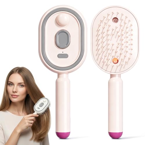 Electric Spray air Cushion Massage Comb 3-in-1 Electric Mist Spray Hair Brush Retractable Hairs Massage Brush for Frizzy Hair & Scalp Care Relieve Hair Tangles & Dryness (Pink)