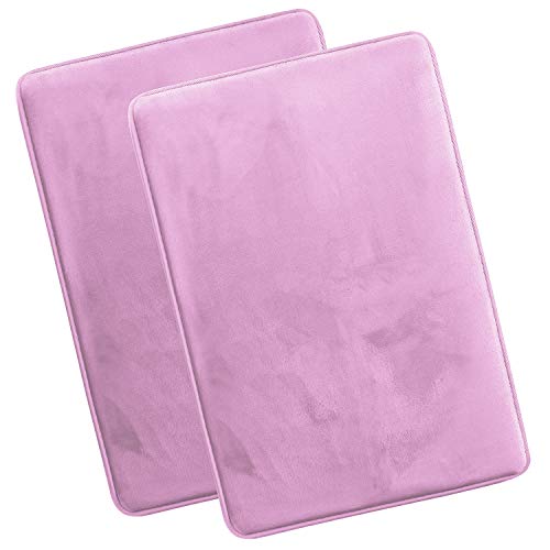 Clara Clark Bath Mat Set – Memory Foam Bath Mat - Soft Bathroom Rug - Non Slip and Super Absorbent - Fast Drying Machine Washable Bath Mat Set of 2 17 x 24, Lavender
